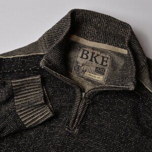 BKE Men's 1/4 Zip Athletic Fit Black Gray Pullover Sweater 2XL XXL